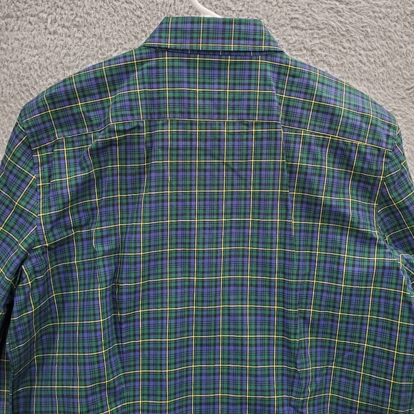 Chaps Denim Mixed Tartan Plaid Shirt Womens Large Blue Green Button Front NWT - Picture 10 of 12